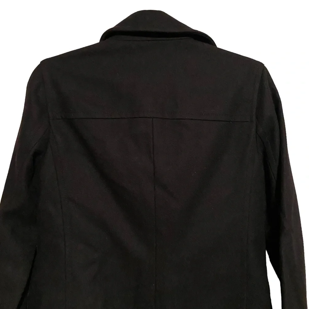J. Crew Vintage Wool Pea Coat Womens XS Black Wool Blend Classic Button Pockets - Picture 6 of 10